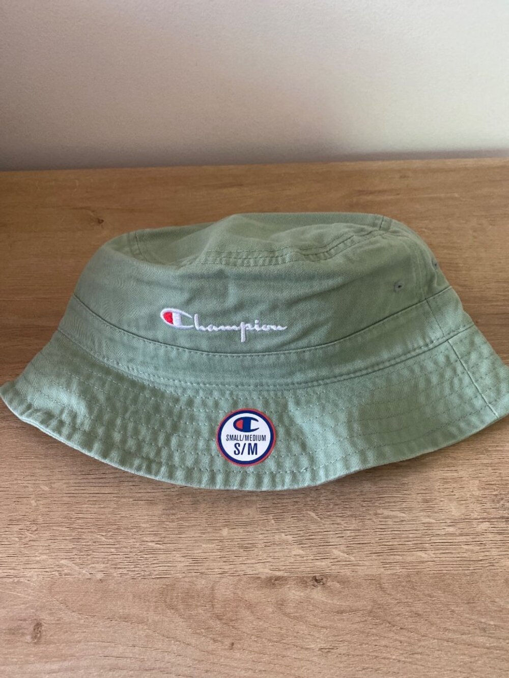 Champion Green Bucket Hat 100% Cotton Embroidered Logo Size S/M